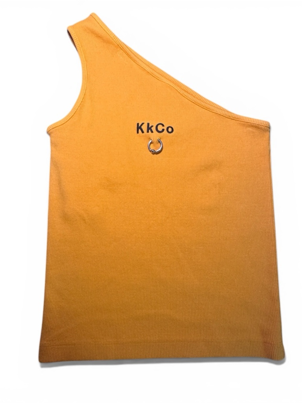 KKCo Top Womens Large Yellow Tank Asymmetrical Ribbed Rib One Shoulder Summer